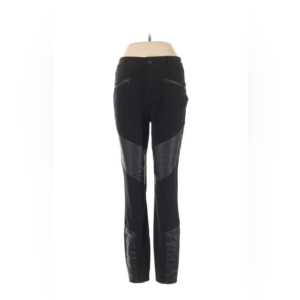 Alp N Rock Black Paneled Leather-Trim Skinny Pants